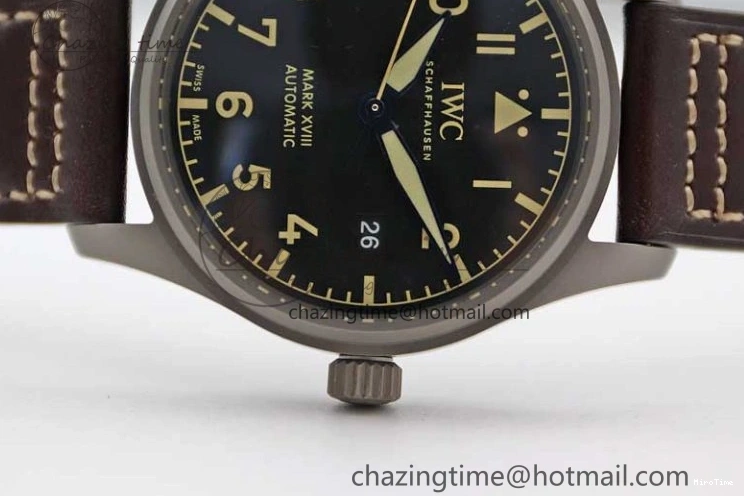 MIROTIME 0312 Mark XVIII IW327006 Titanium M+F 1:1 Best Edition Black Dial on Brown Leather Strap A Efficient 7052